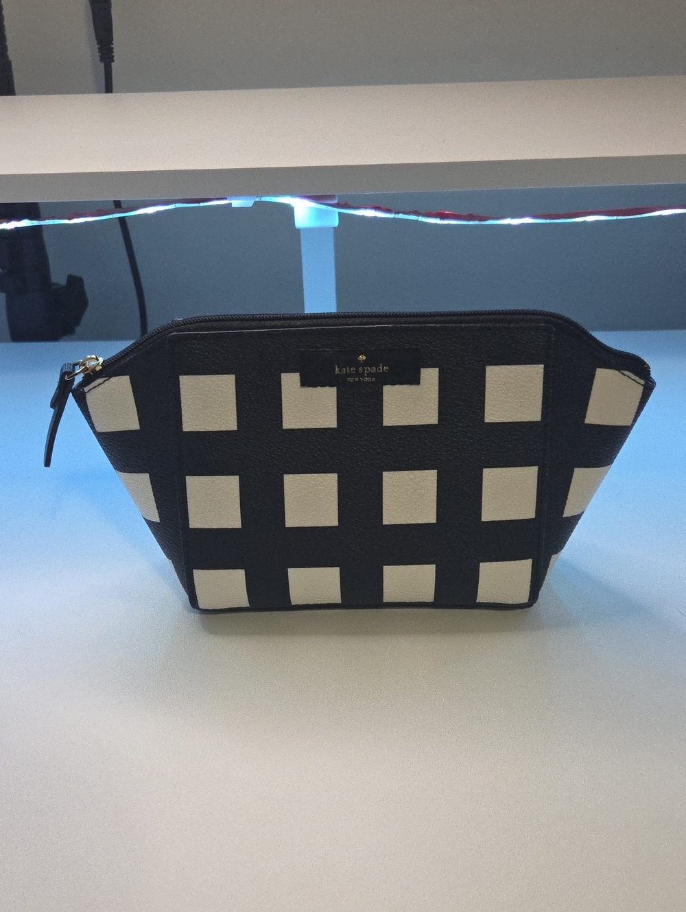 kate spade Black and White Grove Street Cosmetic Case